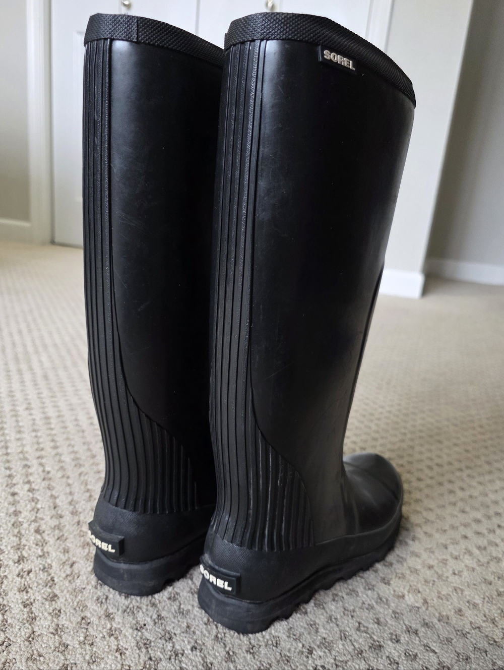 SOREL Black Tall Rubber Rain Boots